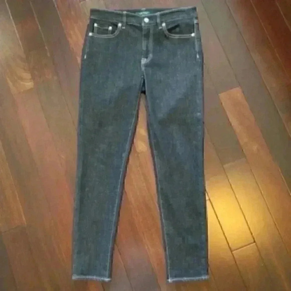 Ralph Lauren Premier Skinny Jeans Ankle Cropped Black Contrast Stitch Size  2 - Picture 14 of 15
